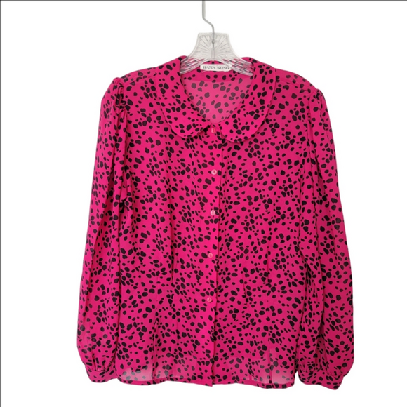 Hana Sung Tops - Anna Sui Fuchsia and Black Patterned Blouse